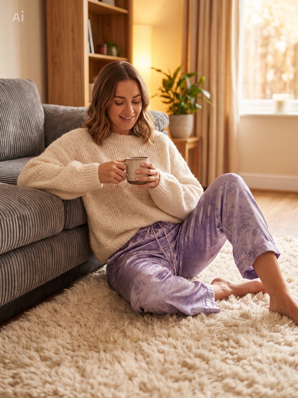 Victoria's Secret Lavender Satin Floral Pajama Pants